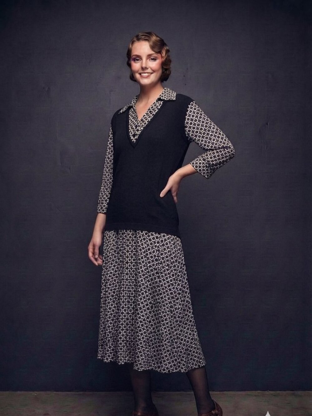 Vintage Studio 1 dropped waist retro style dress size large